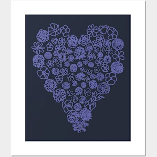 Very Peri Periwinkle Floral Heart of Flowers Mothers Day Posters and Art